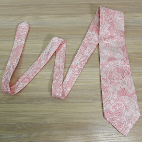 Paul Smith Neck Tie Men Pink White Floral Butterfly Silk Paisley Jacquard Luxury